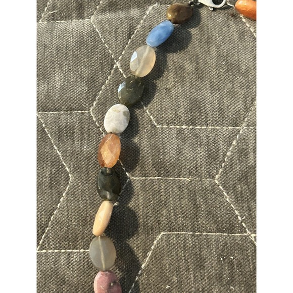 Faceted Multi Gemstone 925 Sterling Silver Jewelry Necklace Chain 16" - Picture 3 of 5